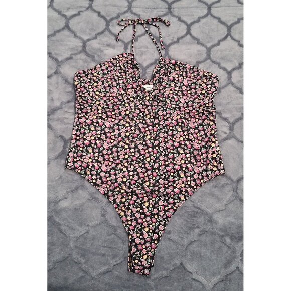WAYF Floral Halter Neck Bodysuit With Adjustable Tie/Sz. XL, NWOT - Picture 1 of 5